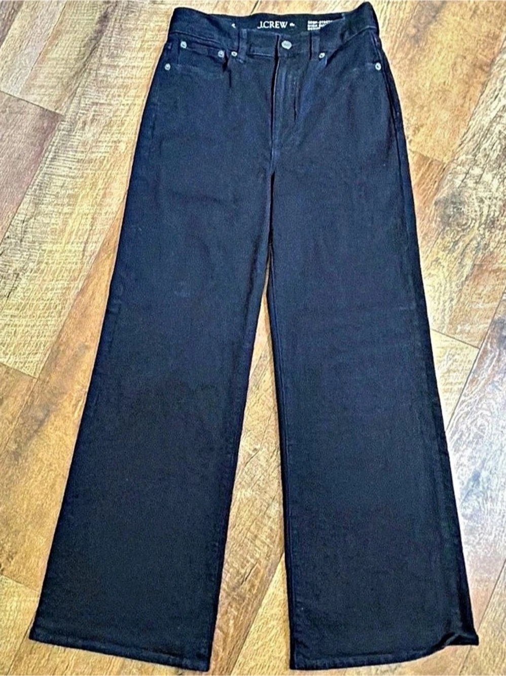J.Crew Denim Trouser Jean Wide Leg Black Waist 26